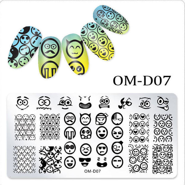 #OM-D07 Stamping Plate - FUNNY FACES | Venus Nail Art Supplies Australia