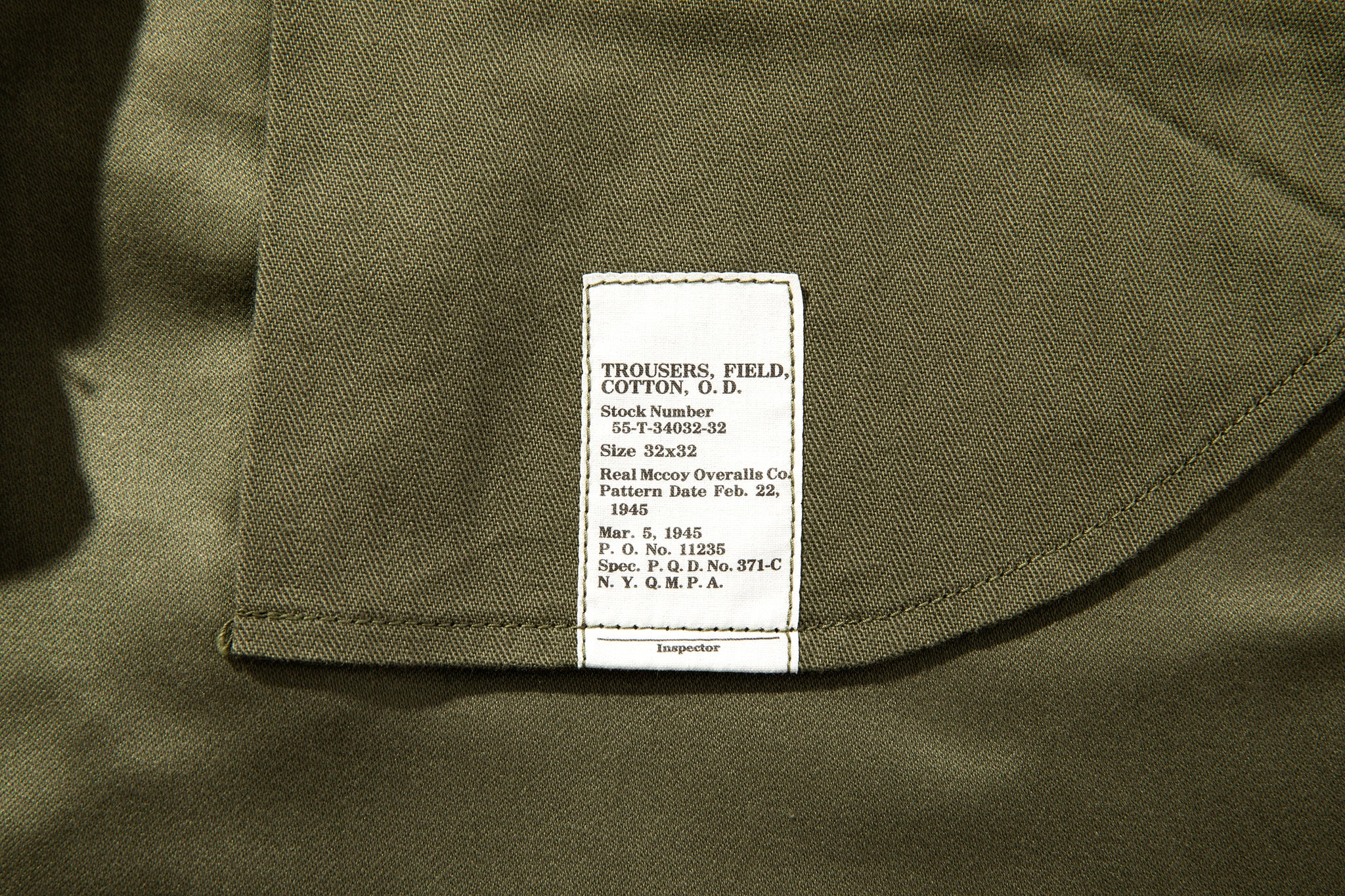 TROUSERS, FIELD, COTTON, O.D. – The Real McCoy's