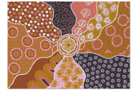 1000 piece jigsaw puzzle - desert flower - aboriginal art 