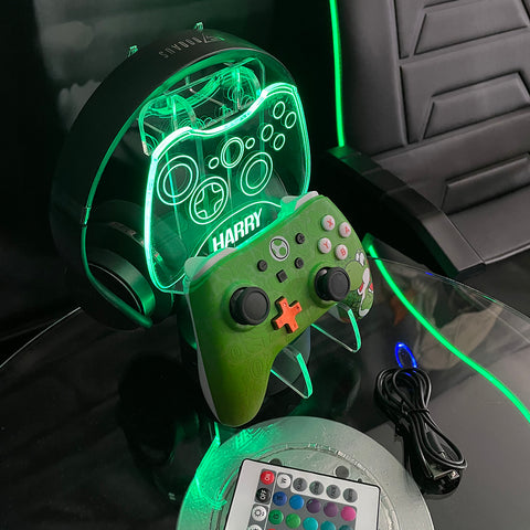 personalised neon gaming station and controller stand