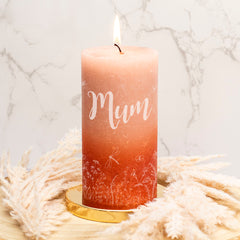 WILDFLOWER MEADOW PINK AND AMBER PILLAR VEGAN WAX CANDLE