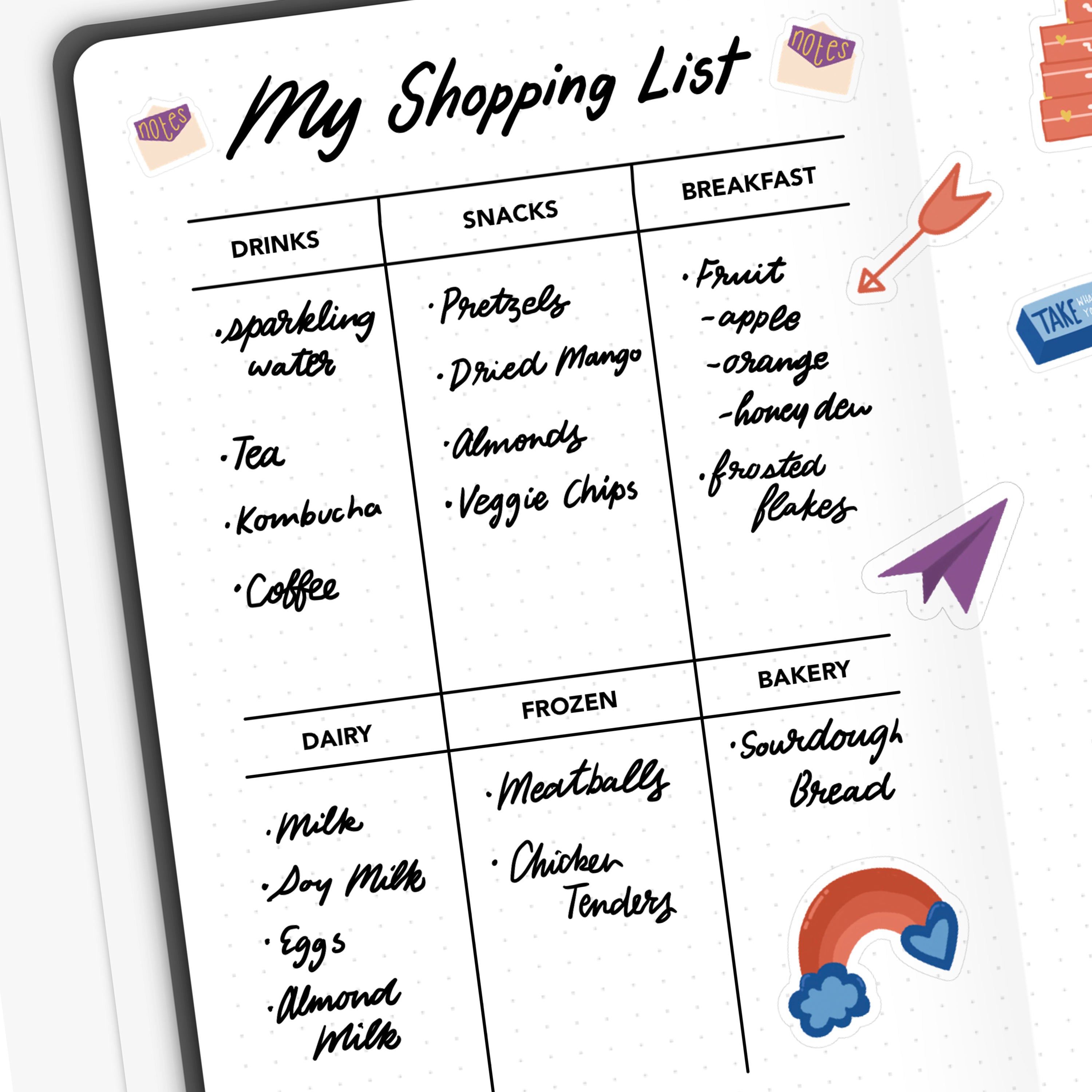 Grocery Shopping List on Passion Planner Digital