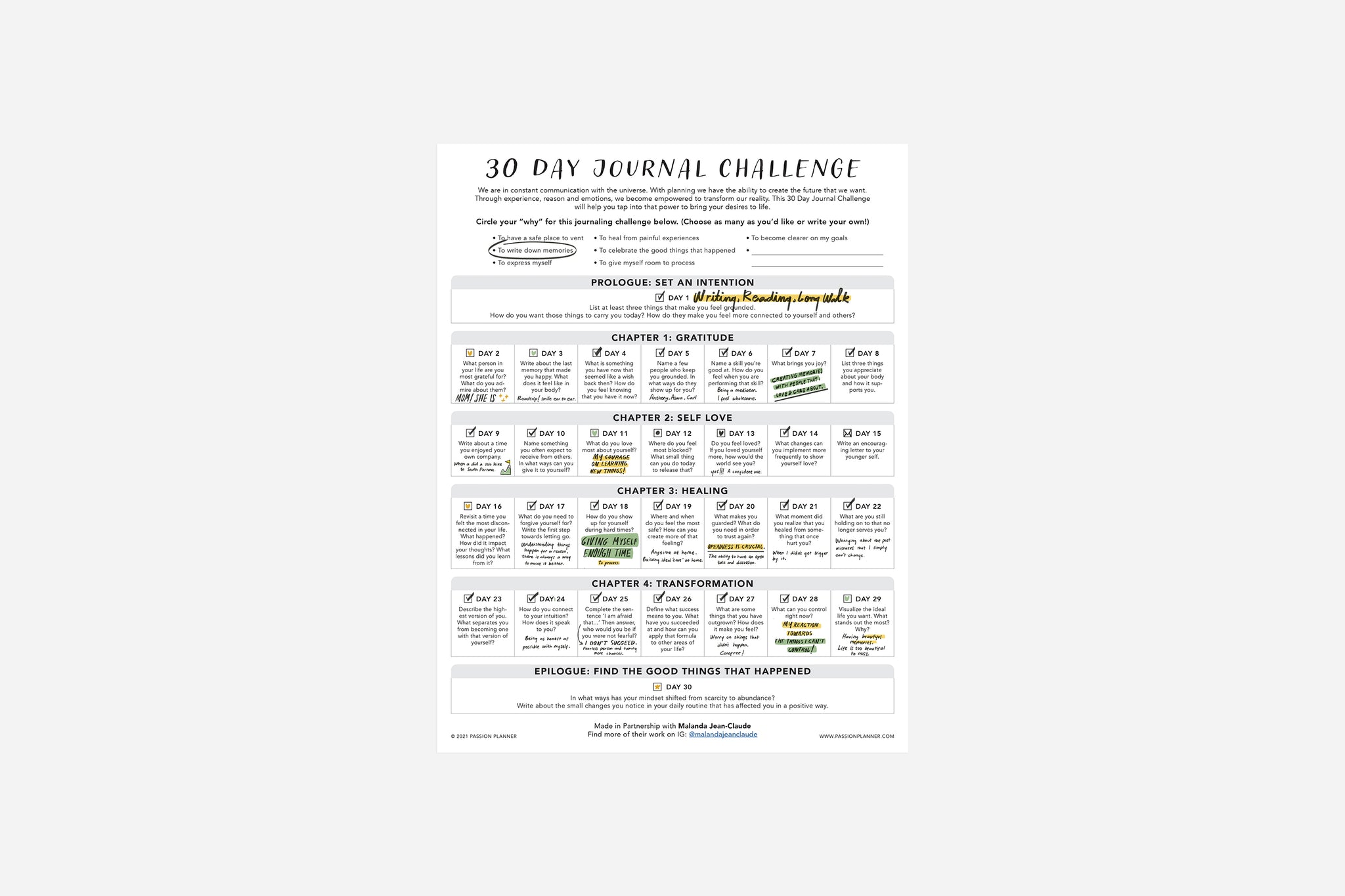 30 Day Journal Challenge PDF