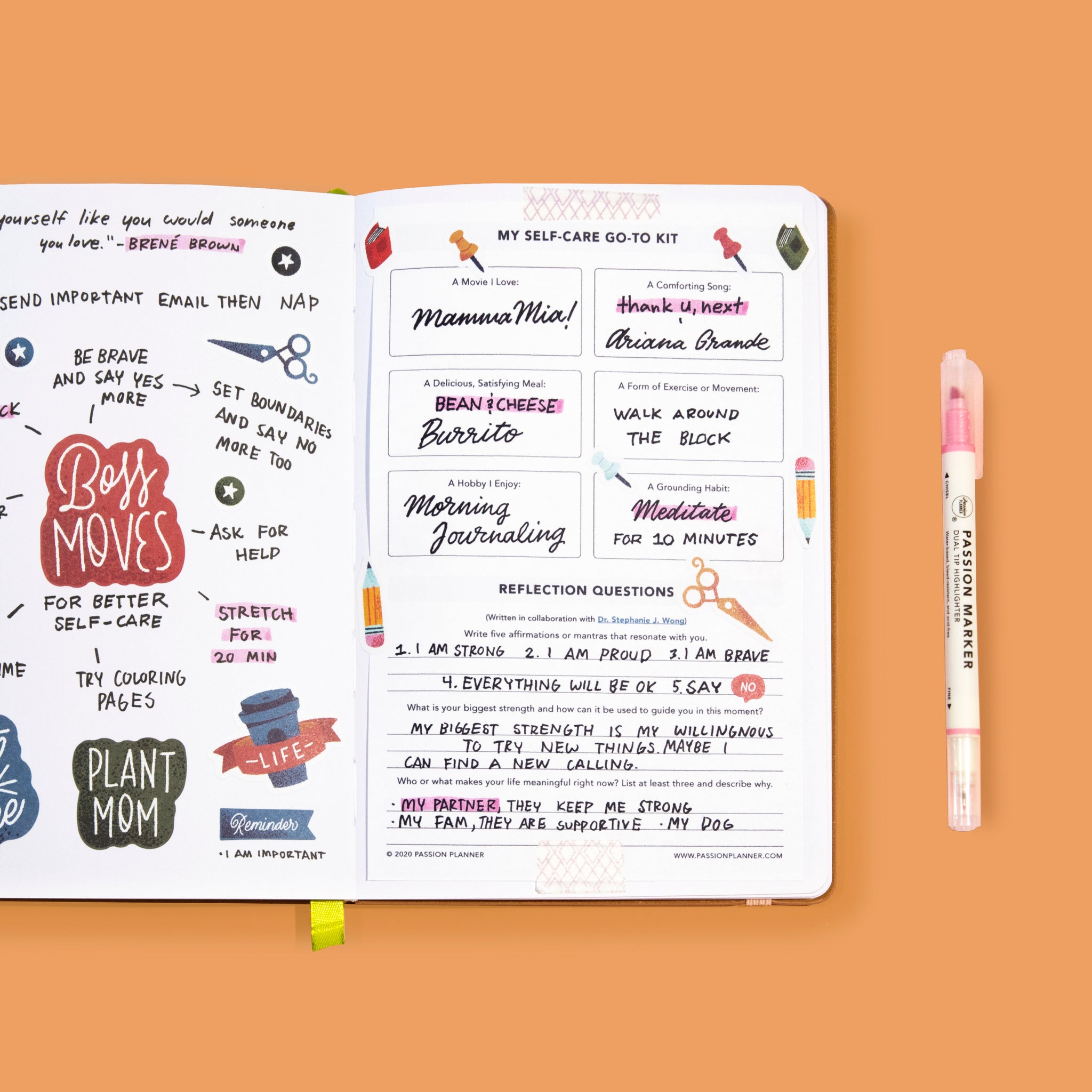 Passion Planner Self-Care Reflection PDF Filled Out 