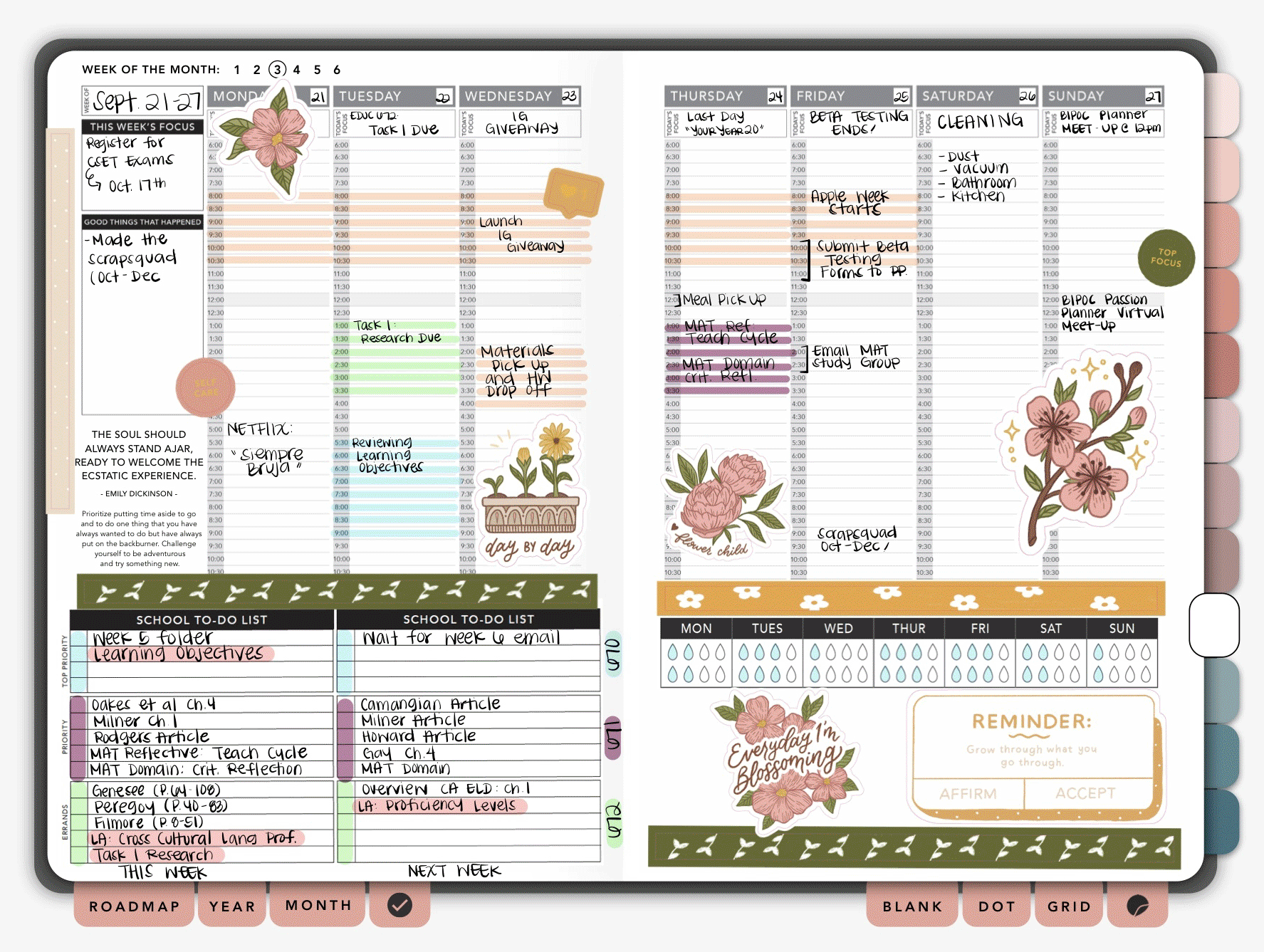 GIF of Various Passion Planner Digital Layouts 