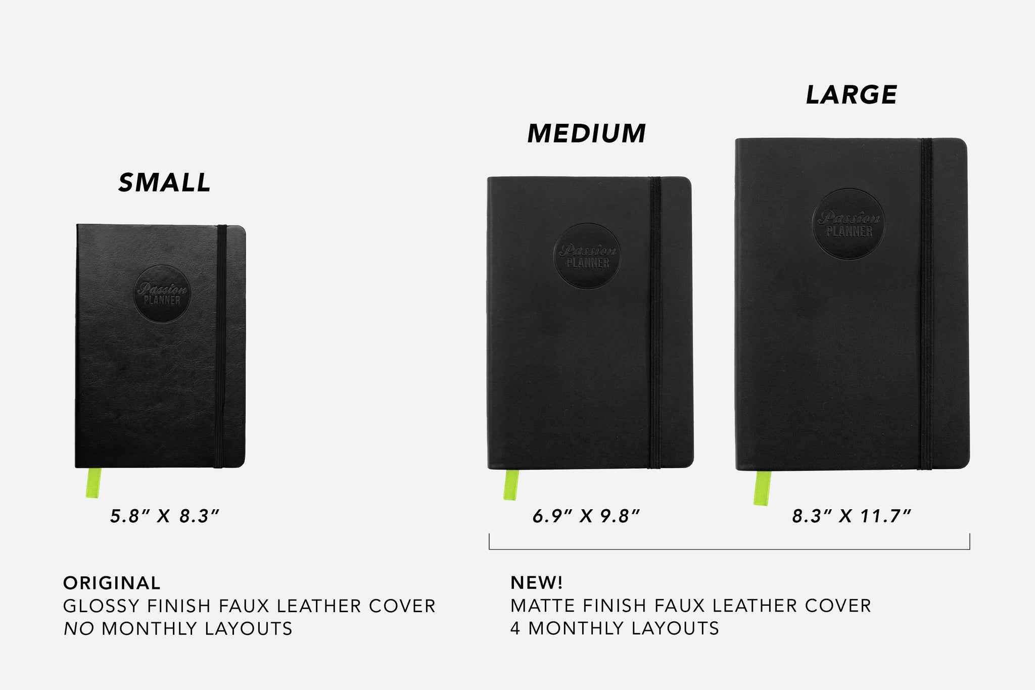 Passion Planner Daily size comparision