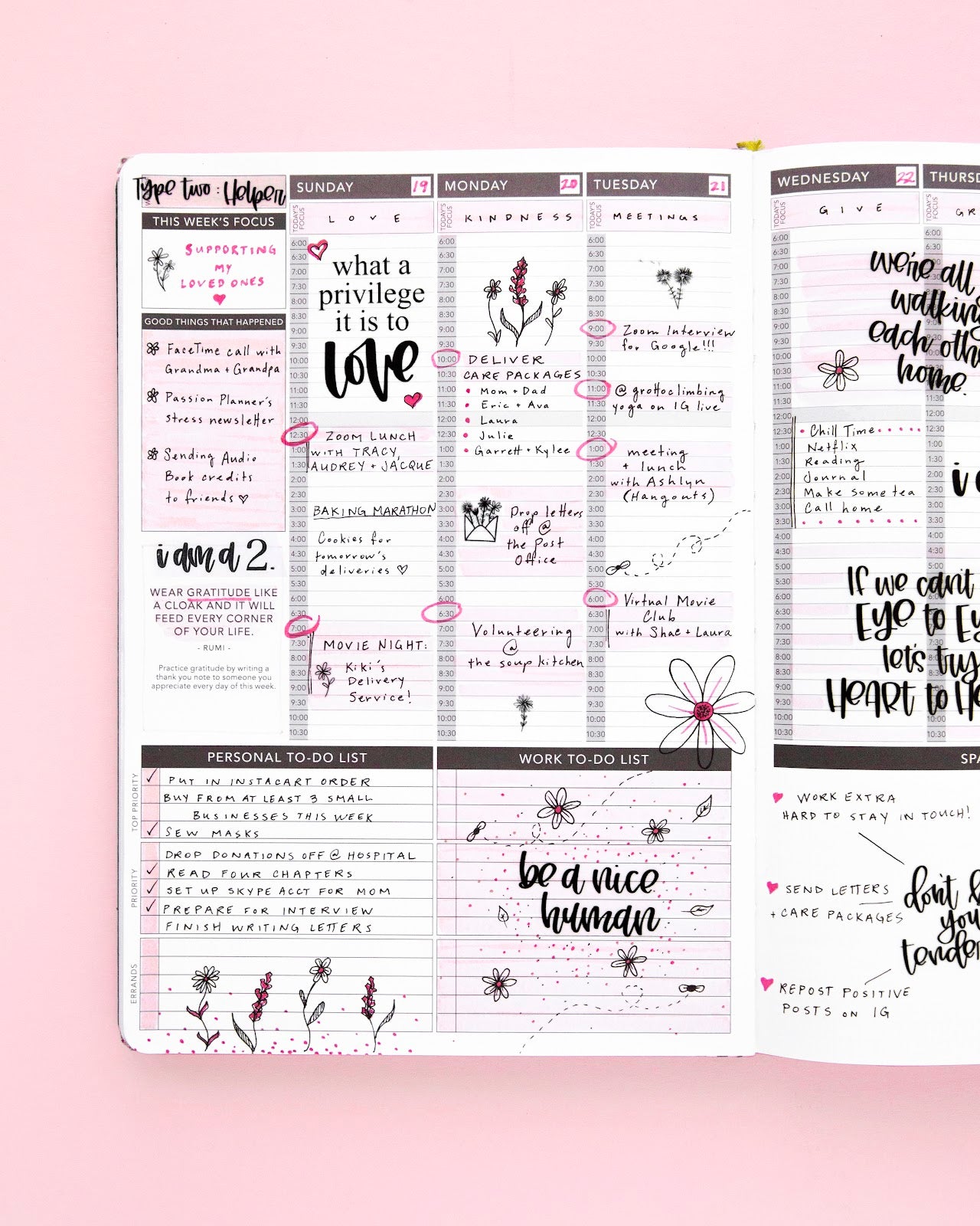 Enneagram 2 Passion Planner Layout (The Helper)