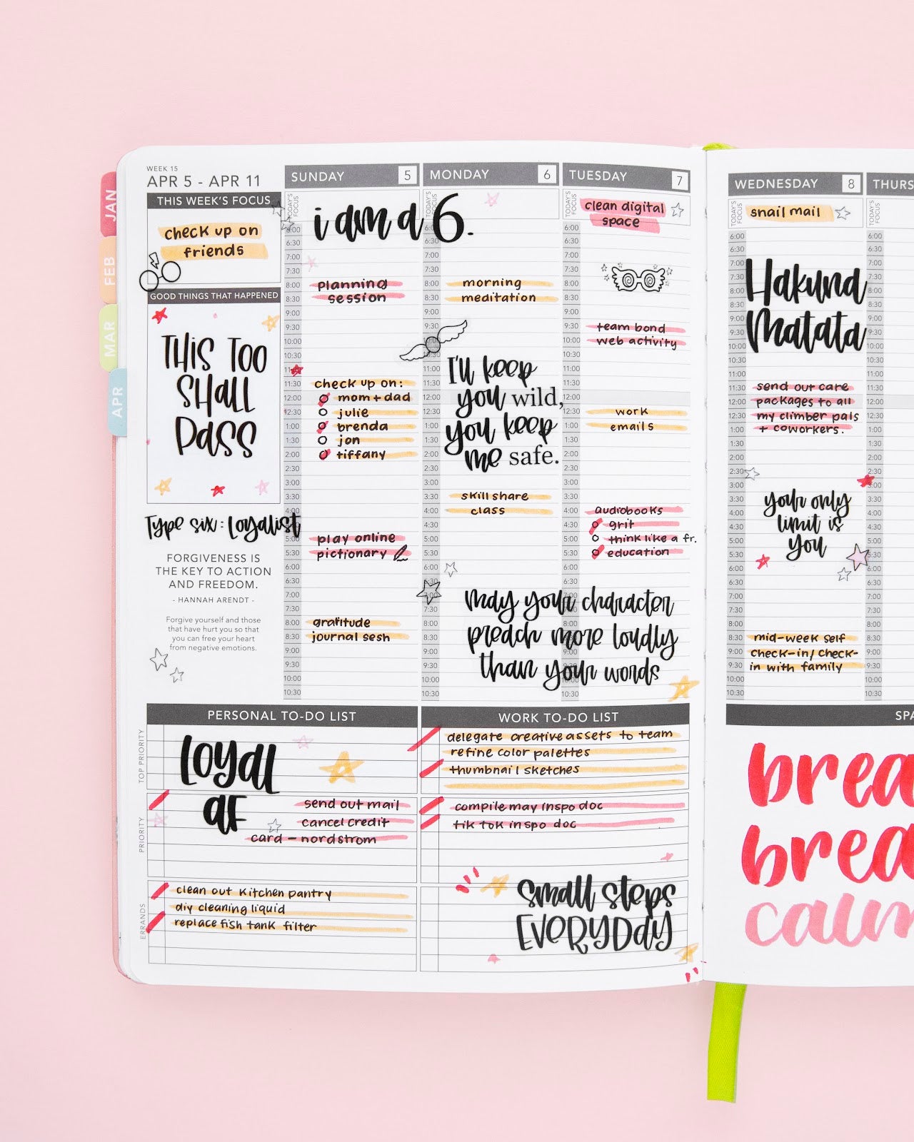 Enneagram 6 Passion Planner Layout (The Loyalist)