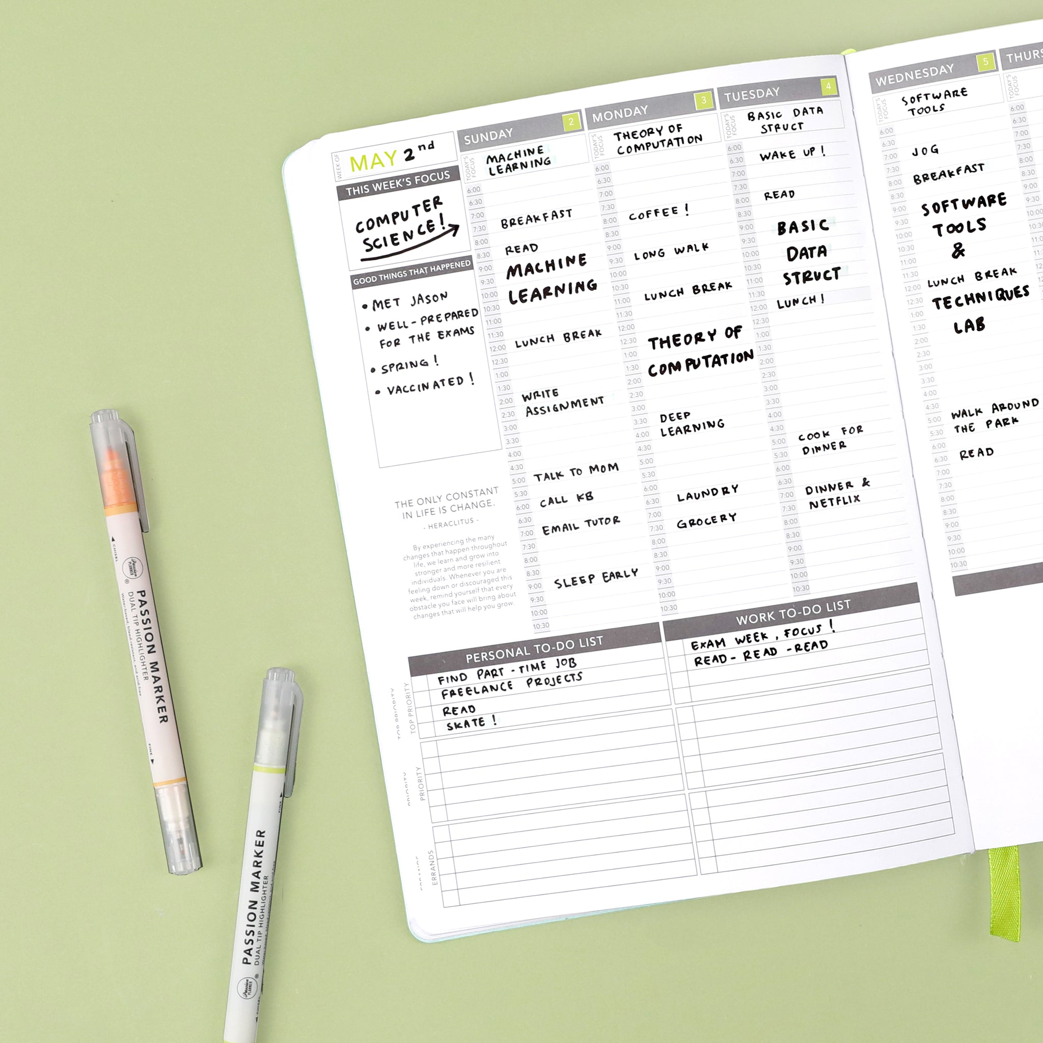 Weekly undated planner layout focused on one school subject (Computer Science)