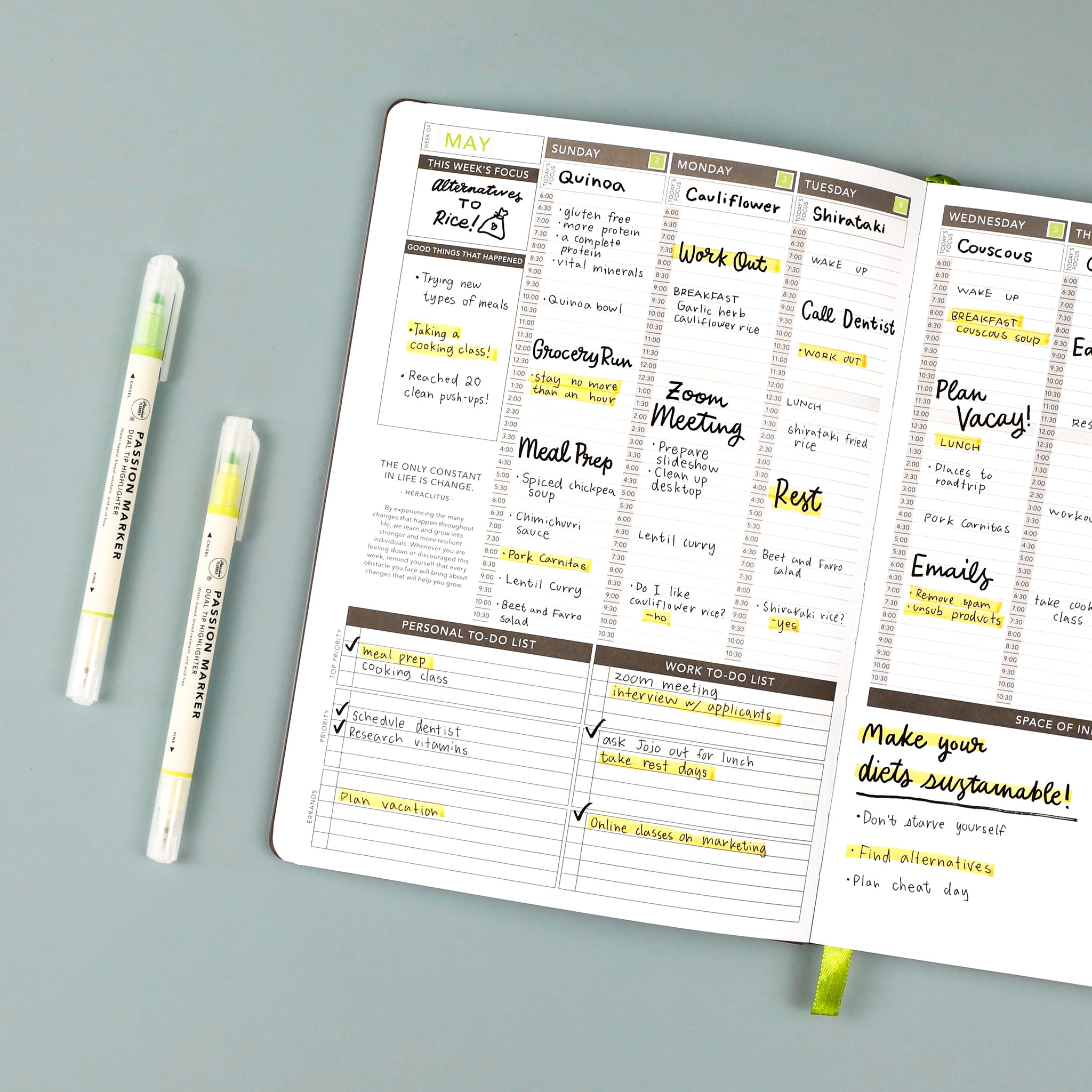 Weekly undated planner layout used as a meal planner