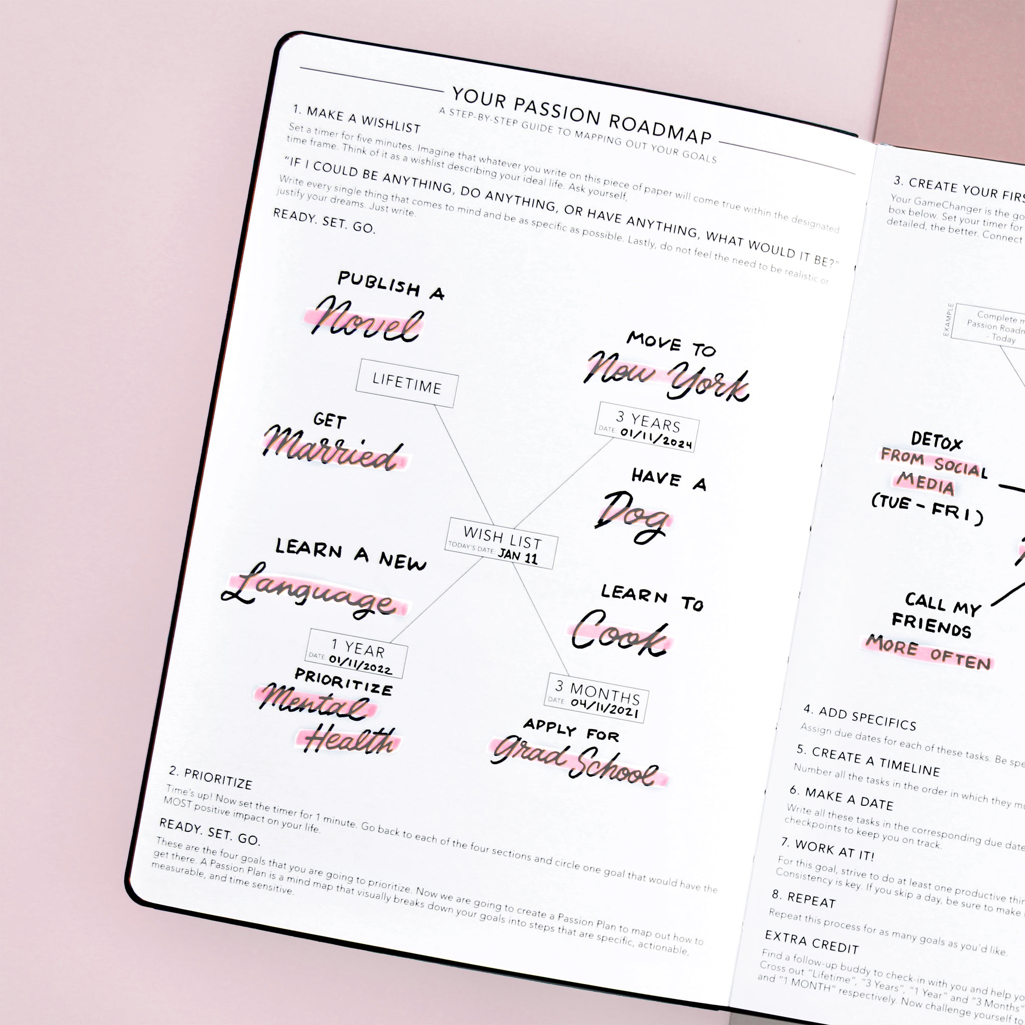 Passion Planner Roadmap filled out example