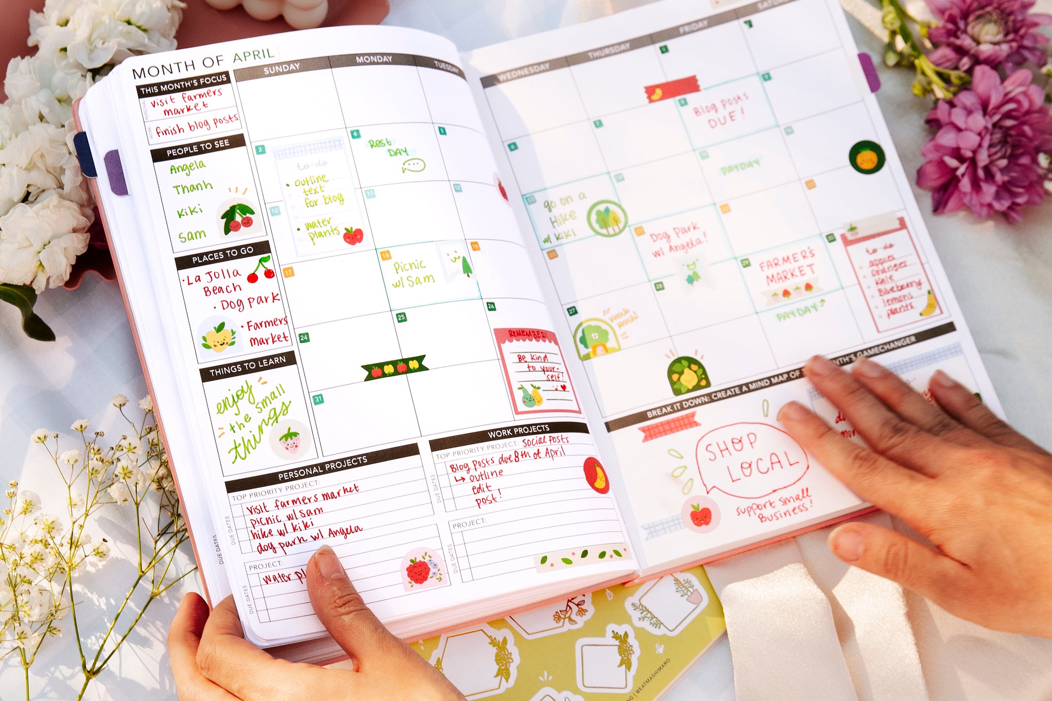 Monthly planner layout with customized dates using Calendar Date Stickers