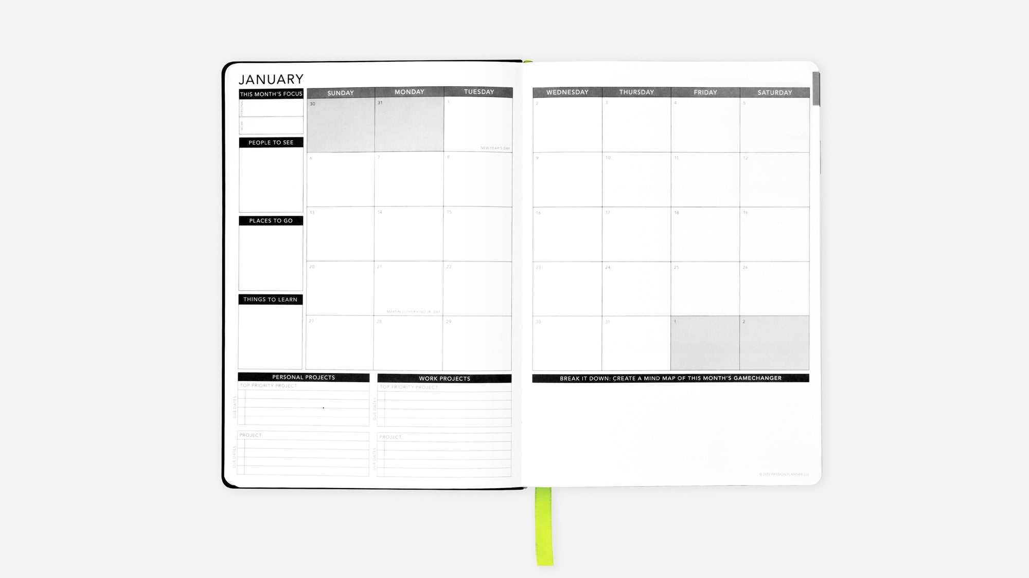 2024 Halley Day Weekly Planner, Black