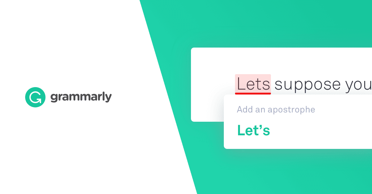 Grammarly Ad with "Lets" Corrected to "Let's"