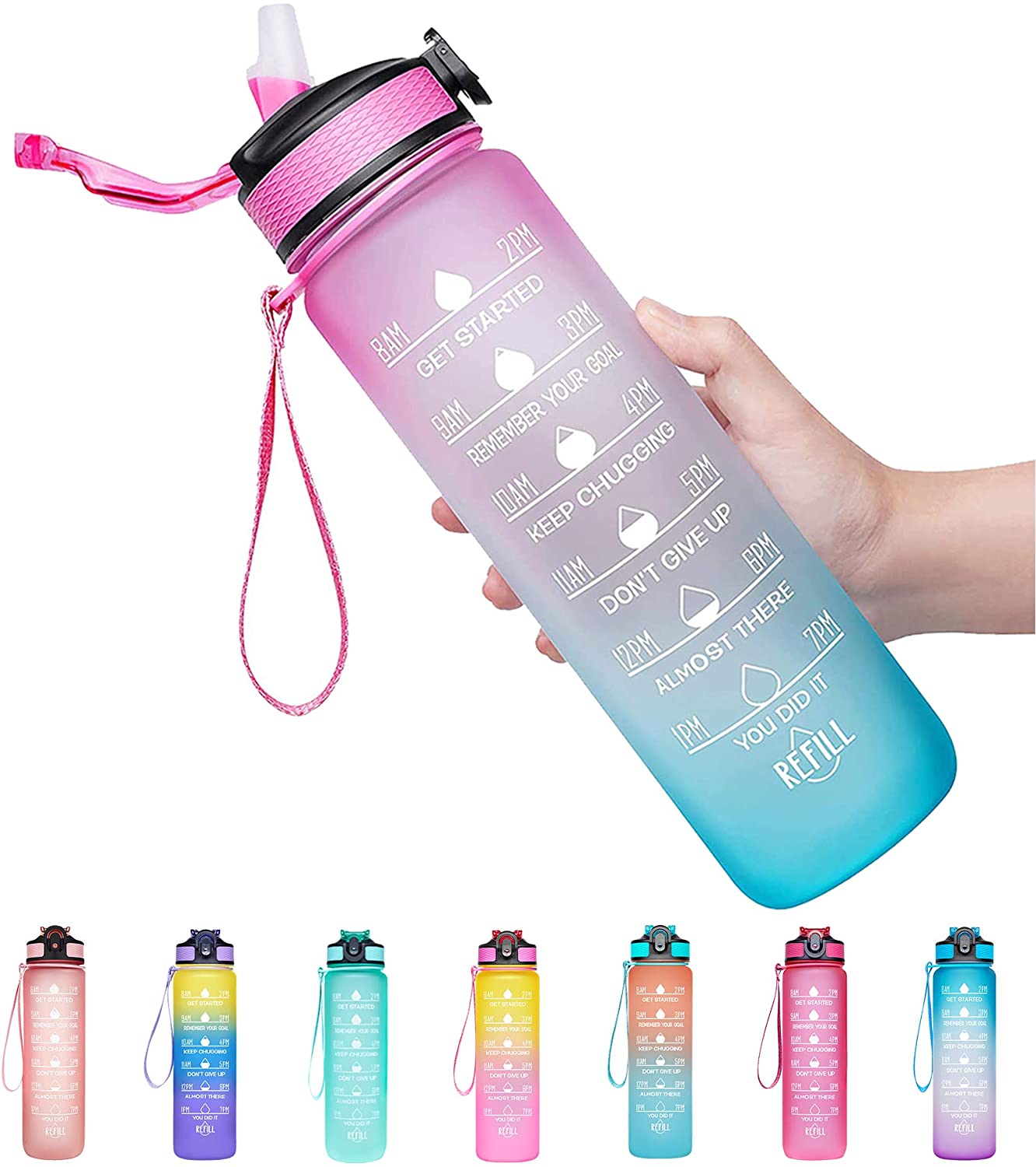 Time Marker Water Bottle in Gradient Pastel 
