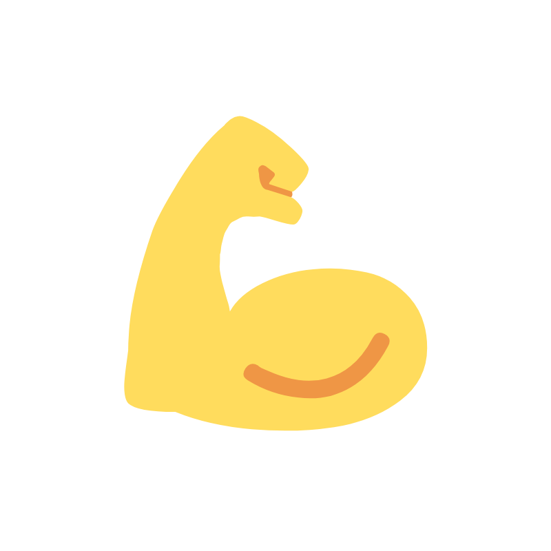 A stylized yellow flexed bicep emoji.