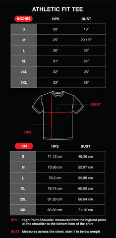 ATHLETIC FIT TEE SIZING GUIDE