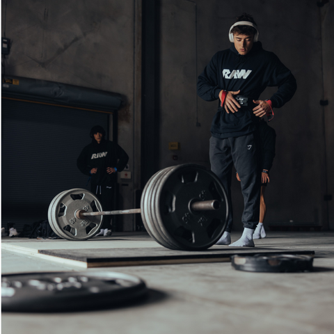 Man preparing for a deadlift