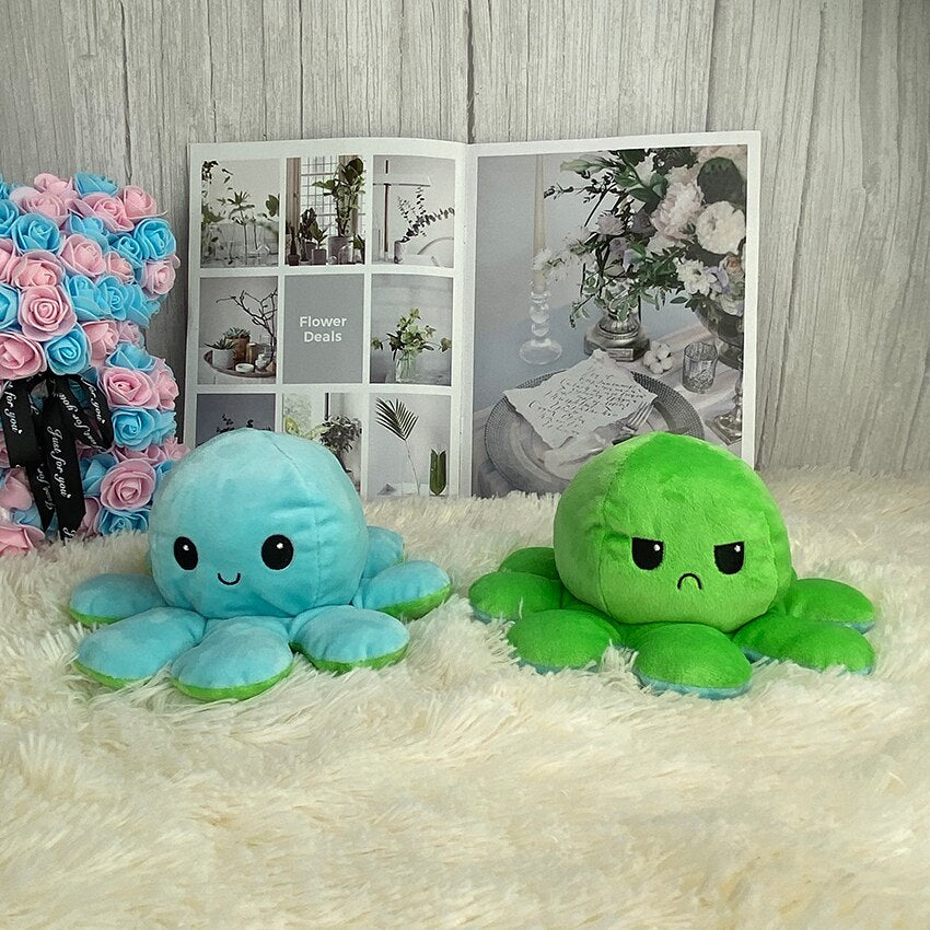 green and blue reversible octopus