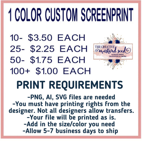 95 Cent Two Color Screen Print Heat Transfers