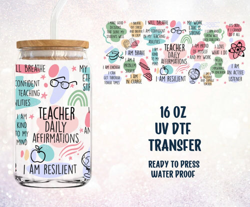 Teacher Rainbow UV DTF Cup Wrap – Blue Drop Transfers