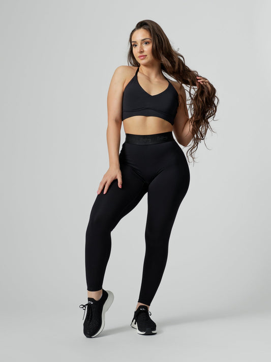 Material Girl Ribbed Flare Legging - Onyx Black