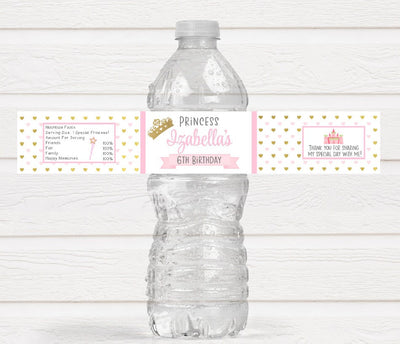 Princess water bottle labels - Baby shower - 1st birthday party - girls  party