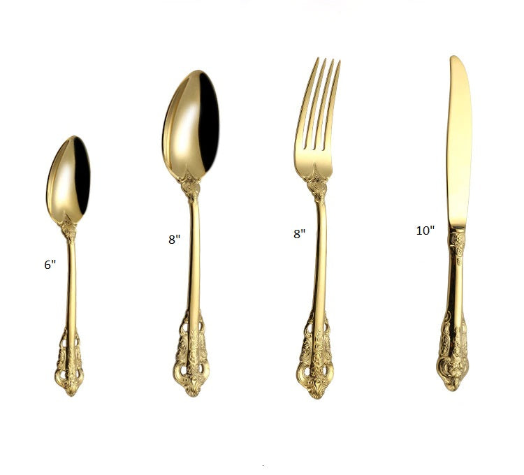 Elegant Stainless Steel Royal Cutlery Set In Gold Or Silver Finish