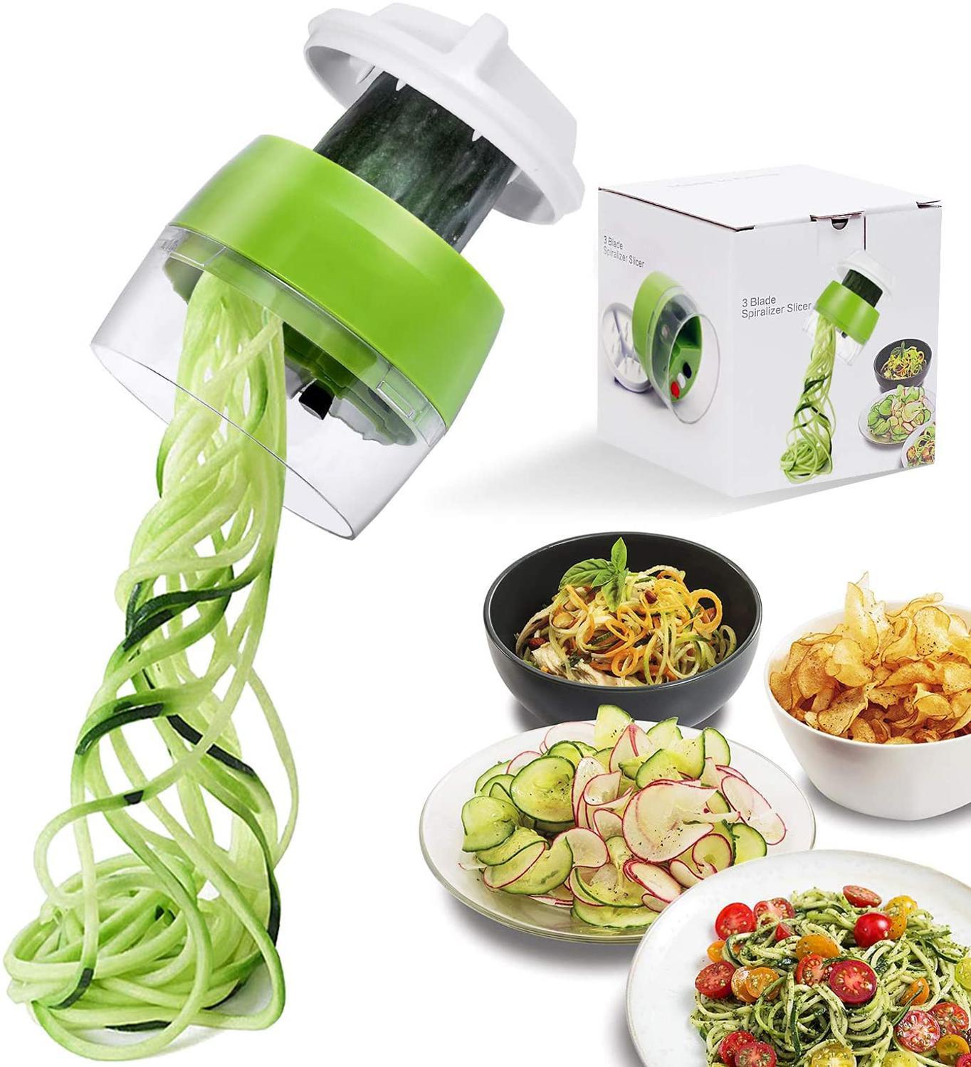 Handheld Spiralizer Vegetable Slicer 4 in 1 Veggie Spiral Cutter Veggie  Noodles Maker with Logo 