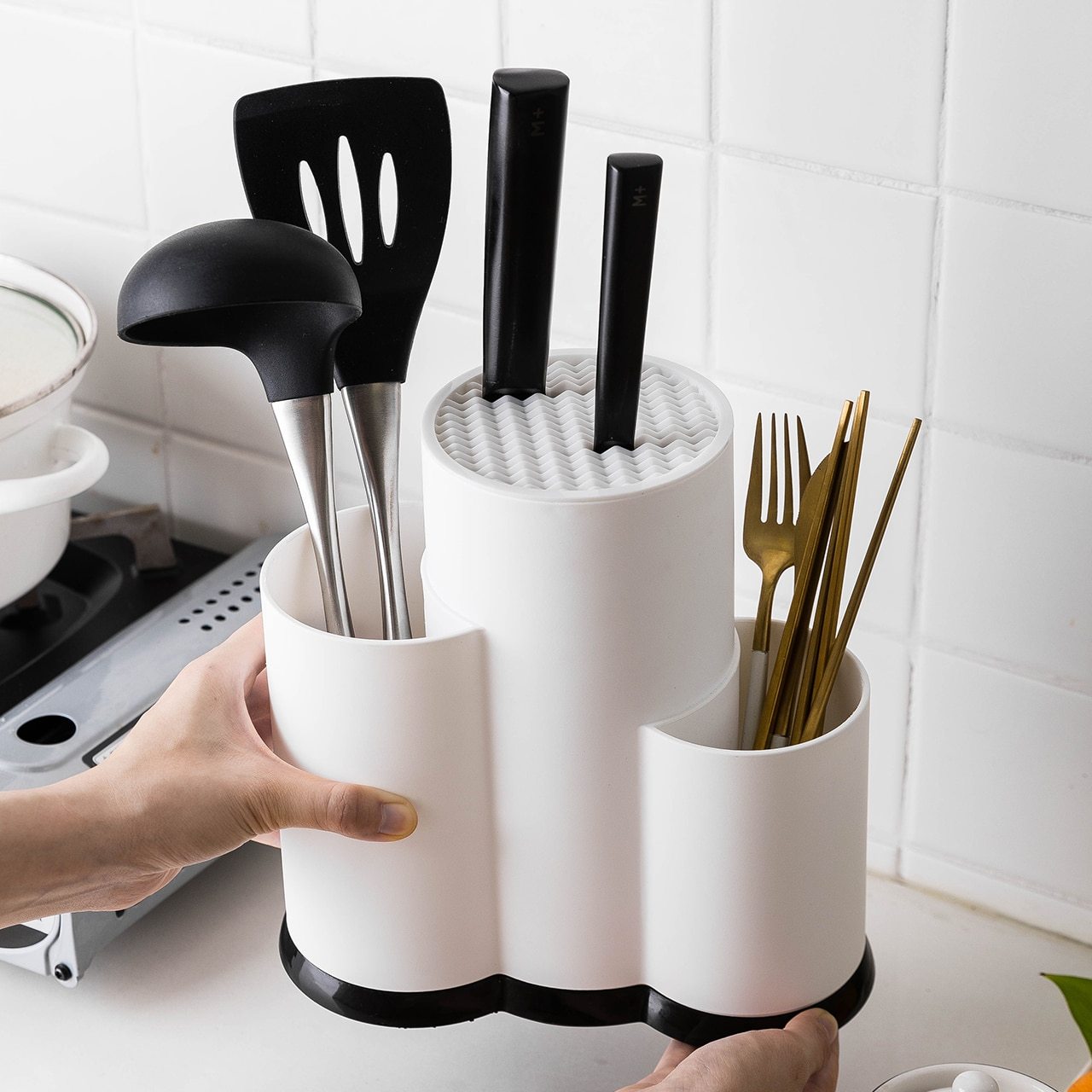 Multi-Function Utensil Holder Knife Drainer Storage Kitchen Organizer –  Kitchen Groups