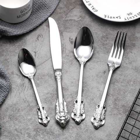 Elegant Stainless Steel Royal Cutlery Set In Gold Or Silver Finish