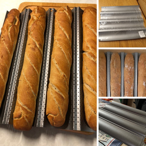 Stainless Steel Baguette Or French Bread Pan With Grooves