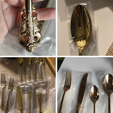 Elegant Stainless Steel Royal Cutlery Set In Gold Or Silver Finish