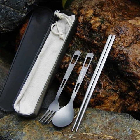 1 Set Outdoor Travel Dinnerware Set Portable Tableware Knife Fork