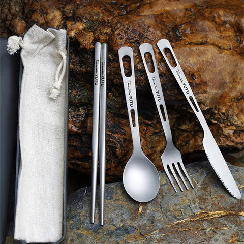 1 Set Outdoor Travel Dinnerware Set Portable Tableware Knife Fork