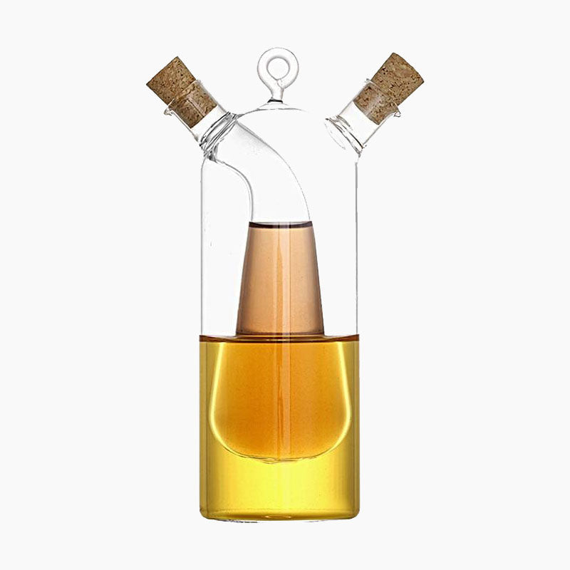 High Temperature Resistant Glass Kitchen Oil And Vinegar Bottle Double Mouth