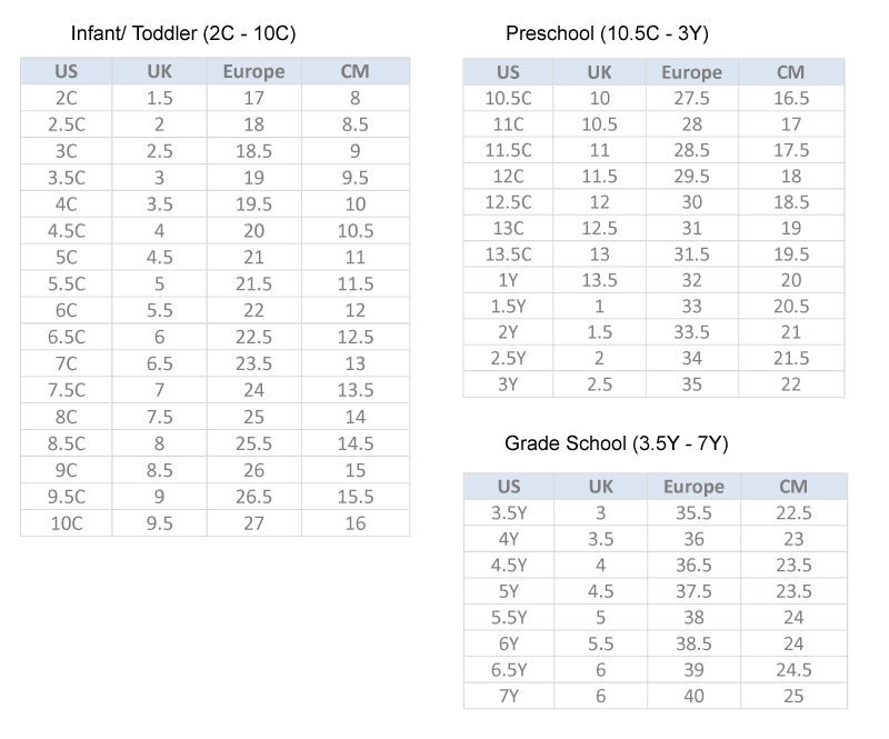 Infants/Kids Sizing – Soleavenue