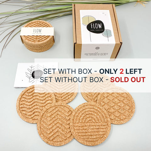 Flow cork coaster set end sale gift idea 50% off pepmelon