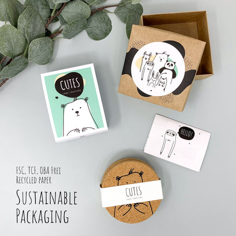 Sustainable packaging gift box cutes cork coaster recycled paper