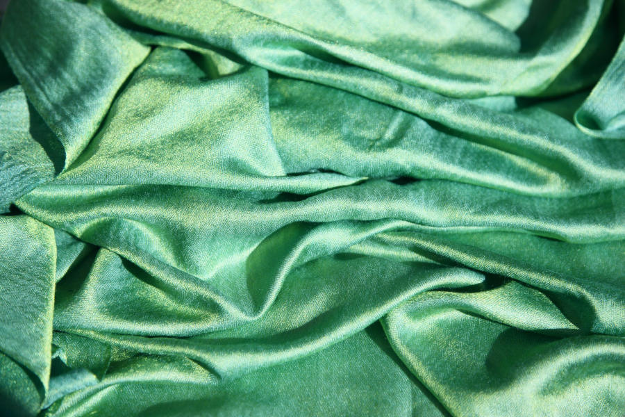 shiny green silk produced without harming or killing silkworms