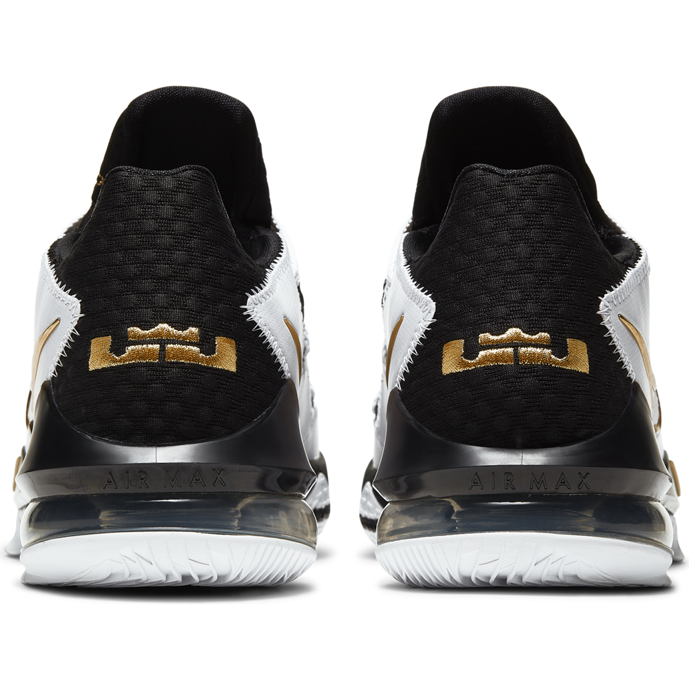 lebron 17 low white/metallic gold/black