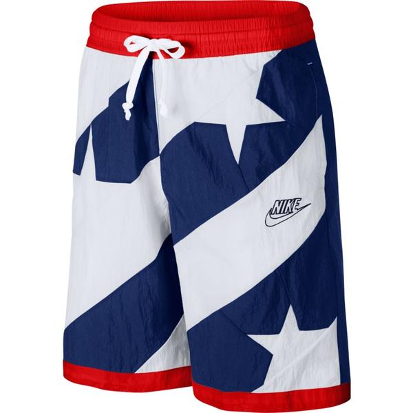 red blue and white nike shorts