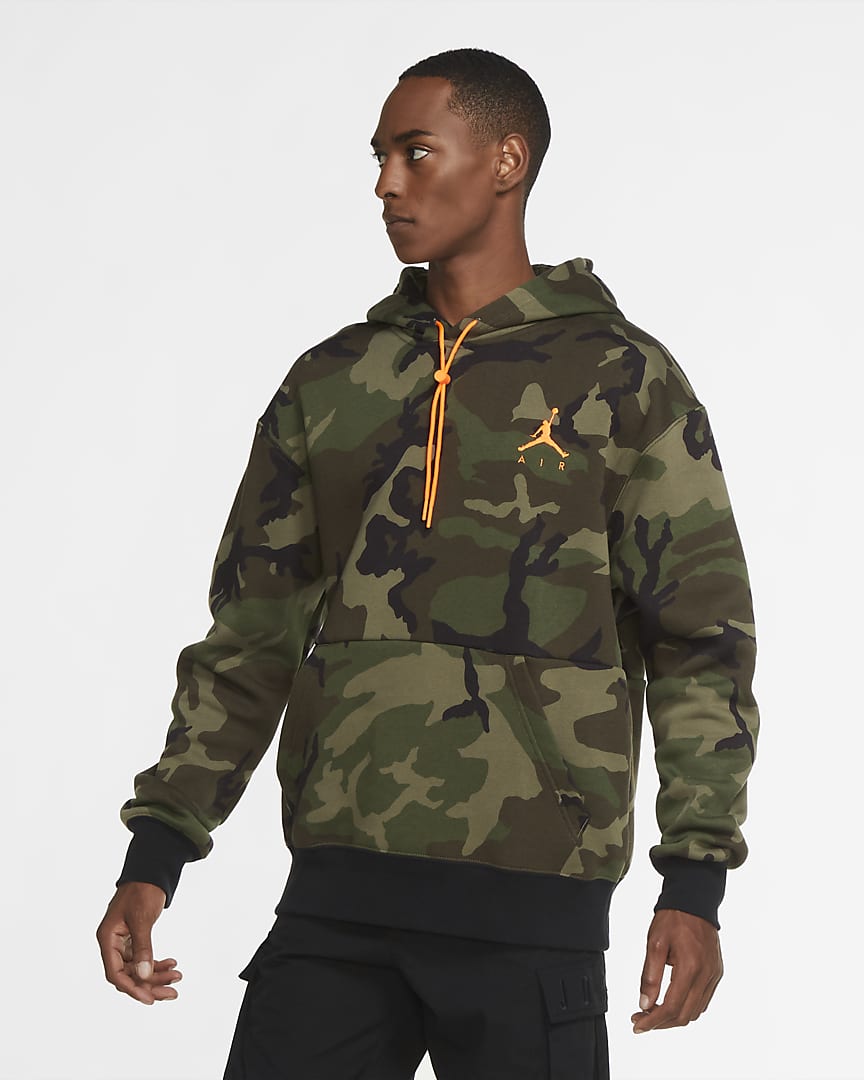 Men's Camo Fleece Pullover Hoodie Jordan Jumpman Air 'Olive/Orange' –  Bouncewear