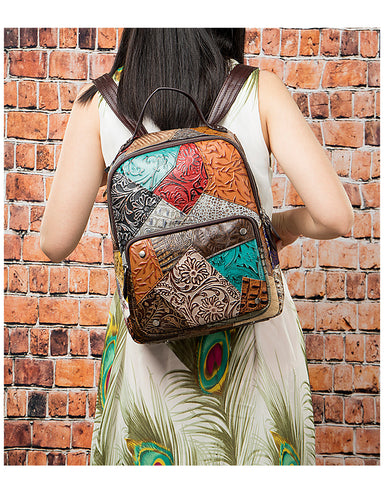 Pattery Paula - women's leather backpack - worn