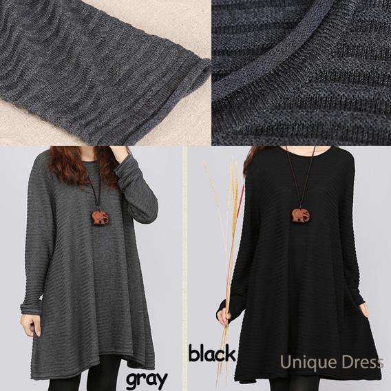 Black woolen causal women sweater dress - Omychic