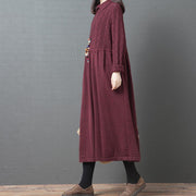 Cozy lapel wrinkled Sweater dress outfit Beautiful burgundy Hipster sweater dresses - Omychic