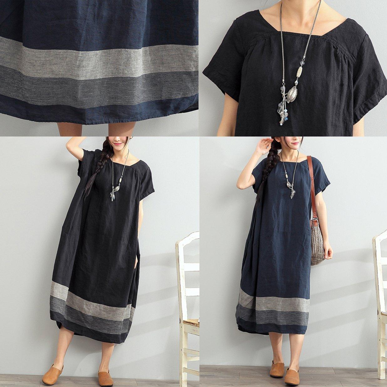 SUNSIOM Plus Size Women Casual Summer Cotton Linen Dress with