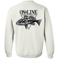 Calico Kelp Bass Fish On The Line Saltwater Double Sided Crewneck Sweatshirt