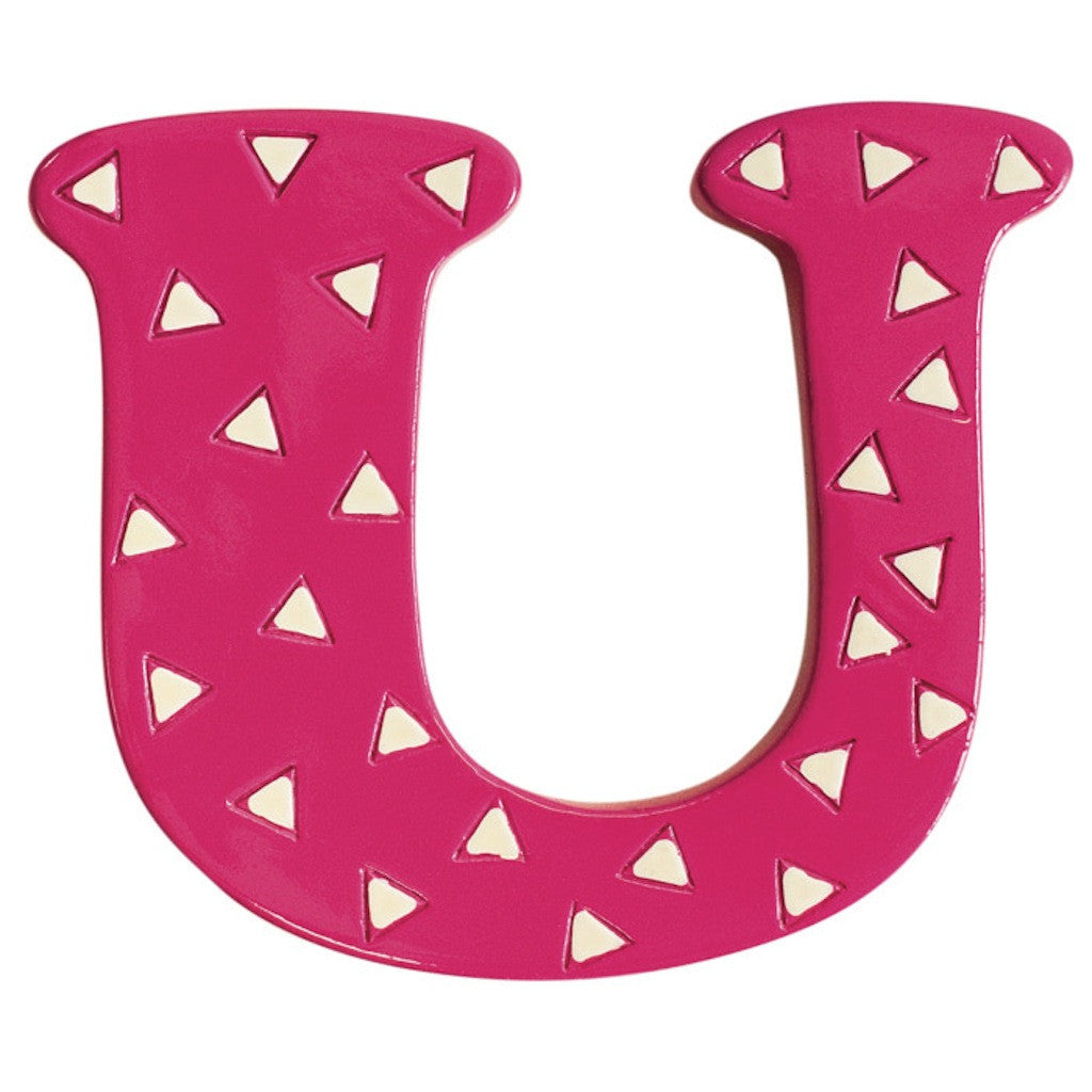 BGHQ bobble art door letter U pink white triangles web