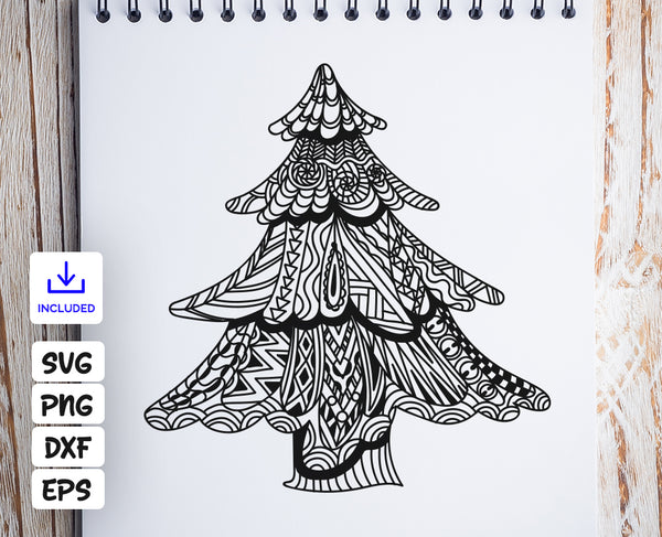 Download Christmas Tree design Mandala SVG, Christmas Tree Zentangle SVG, Zenta - SVG Designs for Cutting ...